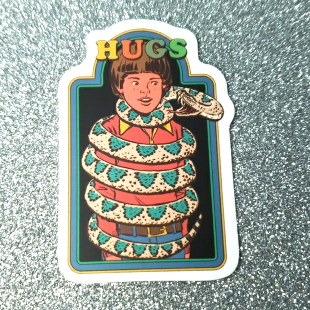 10/$10 RETRO Parody WATERPOOF Sticker Snake Hugs